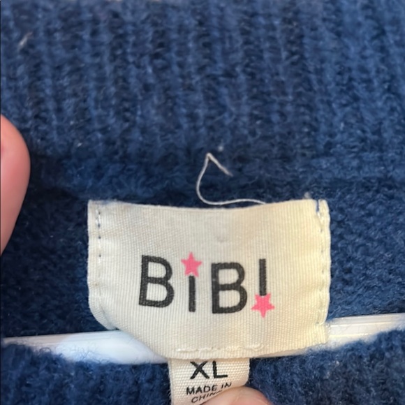 BiBi Blue Crew Neck Sweater with Red Embroidery - Picture 2 of 7